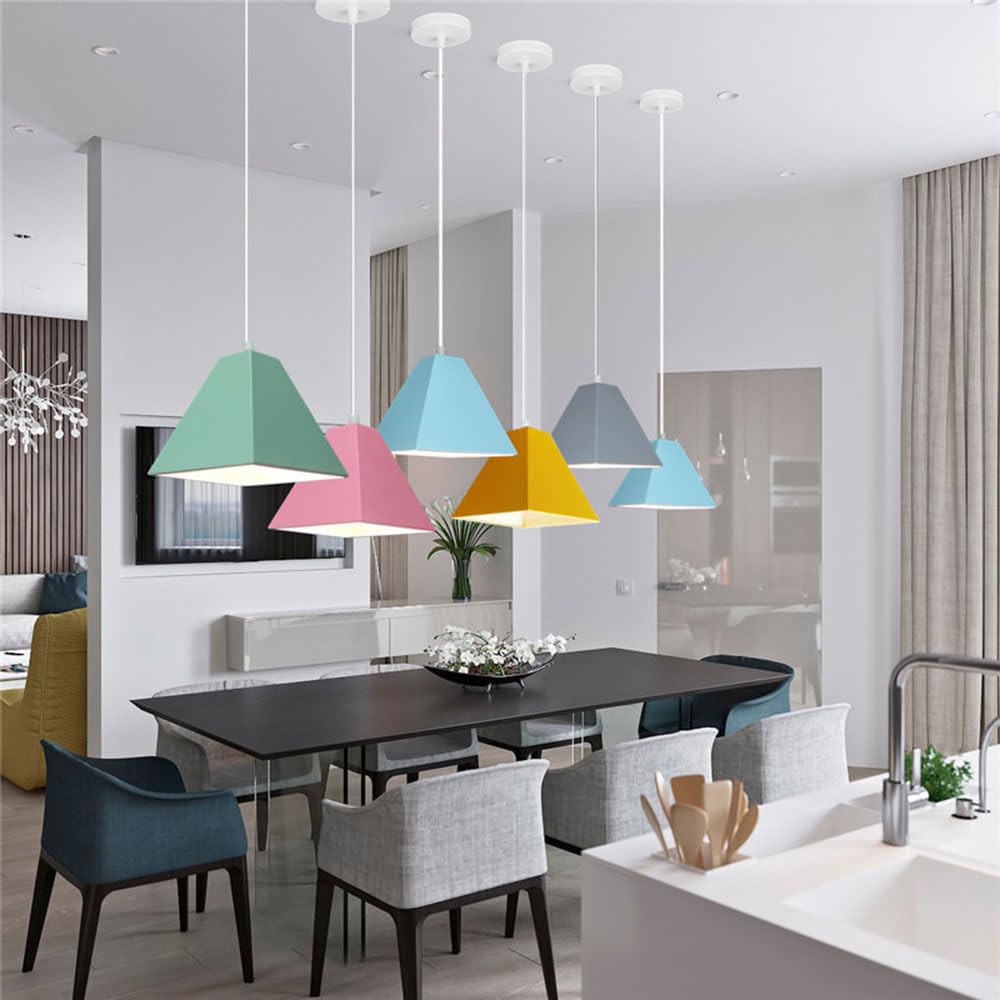 8.6in Single Head Hanging Light Flush Mount Ceiling Chandelier Shade Boho Retro Country Pendant Lamp Colorful Farmhouse Lighting Fixtures for Kitchen Islands, Bedrooms, Entryways, Cafes(A Gray)
