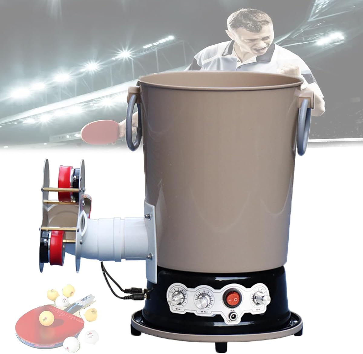 Ping Pong Robot Machine,Table Tennis Robot Ball Machine,4-40 M/S Ball Speed,Any Height And Orientation,Up And Down Brushless Motor,For Beginners/Ping-Pong Lovers,Khaki