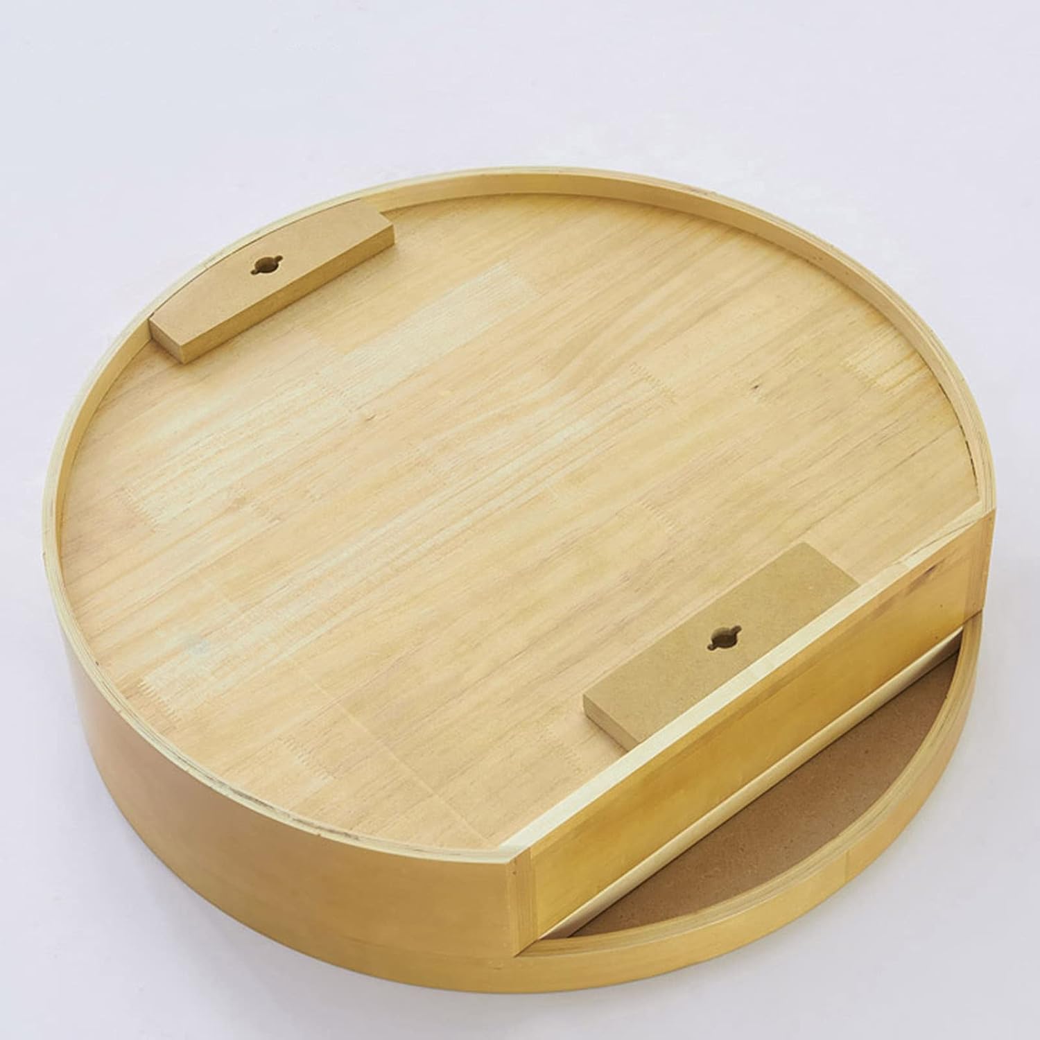 Bathroom Wall Cabinet, Hidden Mirror Box Cabinet, Special Geometric Mirror Cabinet with Storage Compartment for Bathroom Entrance, Round Storage Mirror Cabinet Made of so,Walnut Color-D60cm