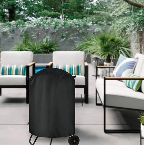 Miniatura 5 de POMER Funda para chimenea de patio, cubierta redonda para chimenea de 28 pulgadas, impermeable, con ondas de calor, 28 pulgadas de profundidad x 46