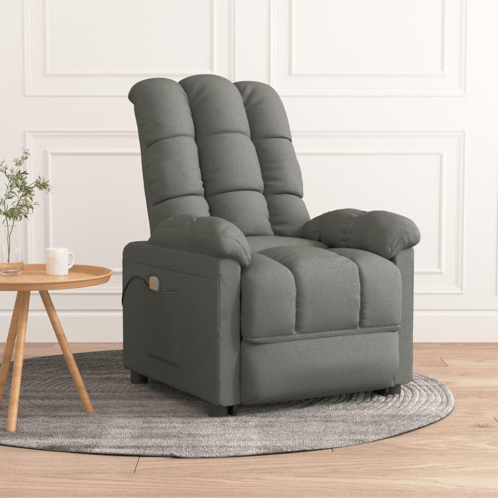 IKAYAA Sillón Masaje Reclinable, Sillón Masaje Eléctrico, Sillon Reclinable Manual, Sillón Relax de deTela, con Prácticos Bolsillo, Gris Oscuro