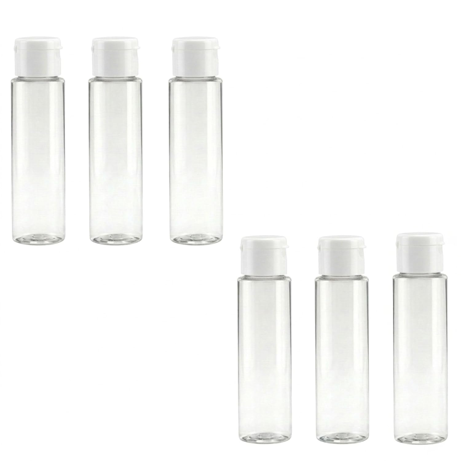 Hian Empty Clear Plastic Travel Bottles | 100ml, Pack of 6 (14x4 cm) | BPA-Free, White Flip Caps, Leakproof Design | Compa... - Review, Price and Buying Guide