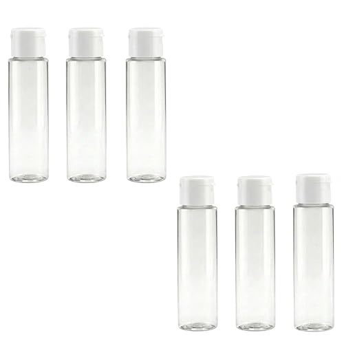 Hian Empty Clear Plastic Travel Bottles | 100ml, Pack of 6 (14x4 cm) | BPA-Free, White Flip Caps, Leakproof Design | Compact, Travel-Friendly, Easy to Use | Perfect for Toiletries, Sanitizers, Lotions