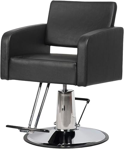 Buy-Rite Shelby - Silla de estilo Shelby para salones, vinilo negro, asiento extra ancho, diseño europeo, brazos redondeados, soporte lumbar