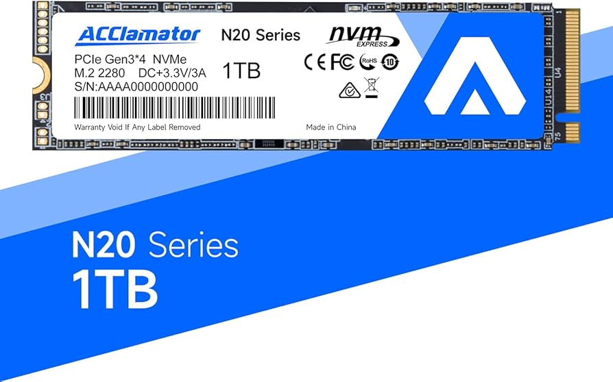 内蔵型SSD Acclamator NVMe 1TB Amazon.com: Acclamator NVMe 1TB Read 2500MB/s PCle 3.0x4, M.2 2280