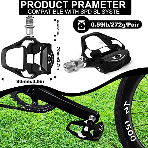 Bucklos Road Bike Pd-R8000 Spd Sl Clipless Pedals Compitable With Shimano Spd-Sl Cleats, Platform 3 Sealed Bearings 9/16" Nylon Ultegra Bicycle Pedals(Black #TOP5