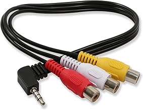 3.5mm RCA Converter Cable (Red White Yellow) AV Cable 4 Pole Mini Plug Male to Male RCA Stereo Audio Video Converter Cable for Support DVD/TV/Video Recorder/CD Player(0.5m)
