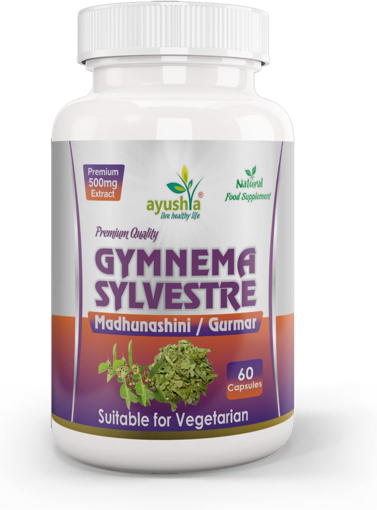 Ayushya Gymnema Sylvestre (Madhunaashini) Capsule, 500 mg Pure Extract, 60 Capsules