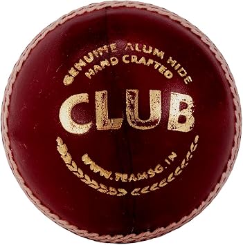 SG Club Cricket Ball | Red | Water-Resistant Leather Ball | Suitable for Practice Game | Tournament Game Cork