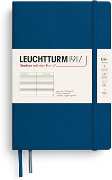 LEUCHTTURM1917 - Notebook Hardcover Paperback B6+ 219 Numbered Pages for Writing and Journaling Indigo, Ruled