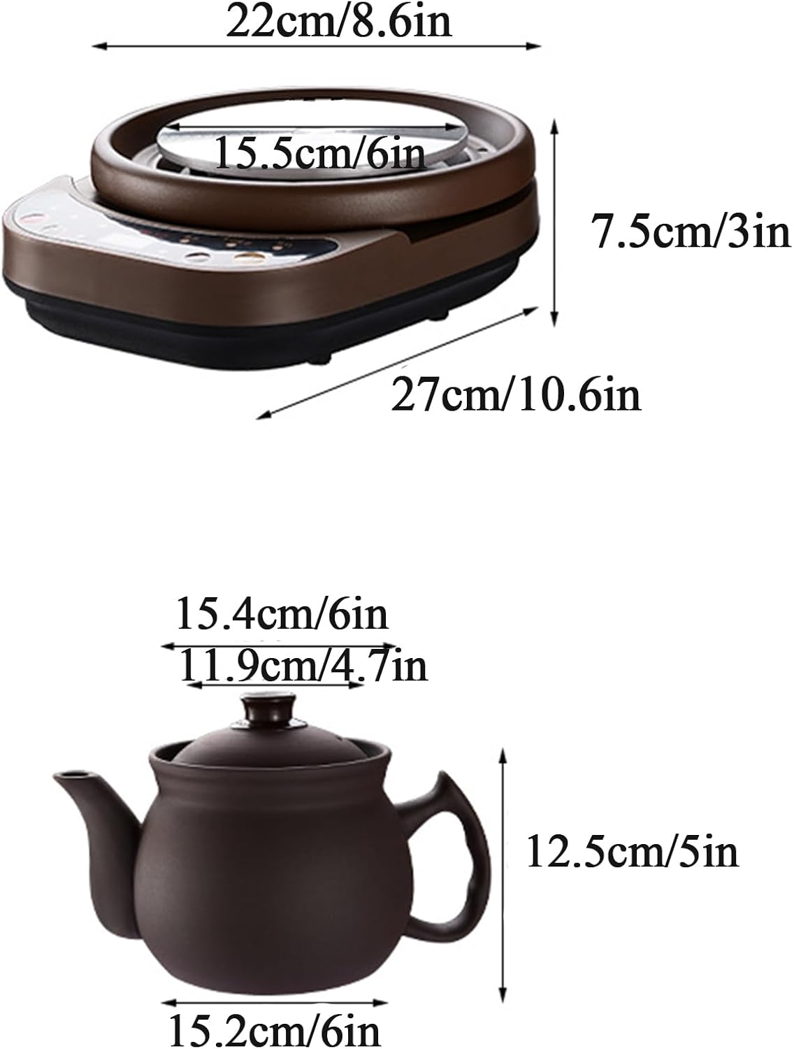 Automatic Electric Ceramic Chinese Medicine Cooker, Multifunctional Household Electric Chinese Herb Tea Pot, Unglazed Interior Stew Pot for Pharmacies Kitchenn(Suitable for herbs 10-150g, Brown)