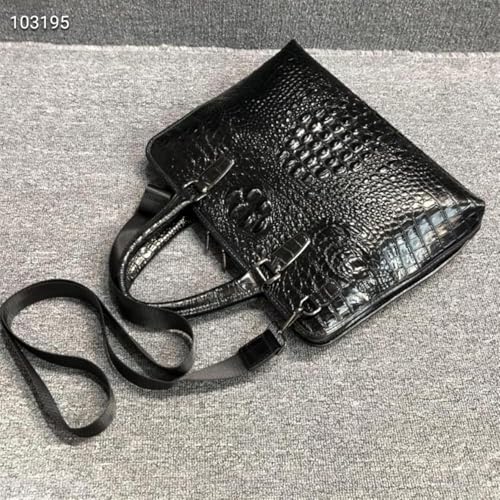 Leather Business Briefcase for Men, Cowhide Messenger Bag, Laptop Shoulder Bag (Black)3