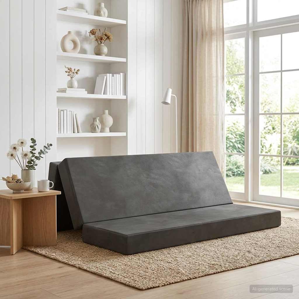 Sofá plegable con espuma de alta densidad y respaldo ajustable gris