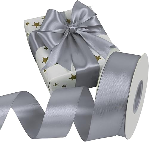 Miniatura 681 de Cinta de satén rosa polvoriento de doble cara de 1/4 pulgadas x 50 yardas, cintas de poliéster polvorientas para envolver regalos, cinta de tela