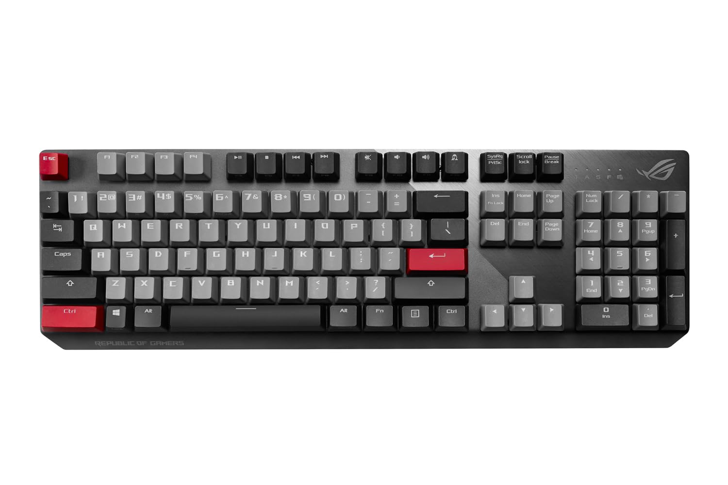 ASUS ROG STRIX SCOPE PBT - Tastiera meccanica da gioco 100% per i giocatori FPS (Cherry MX Red, ABS, USB 2.0, Tasto Ctrl espanso, Macro programmabili, rivestimento in alluminio)