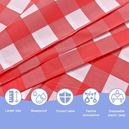 2 Pack Red Gingham Tablecloth Decorations, Red And White Checkered Background Disposable Plastic Tablecloth, 54 X 108 Inch Tablecloth For Birthday Party, Outdoor Dinner, Holiday Party Decorations #TOP2