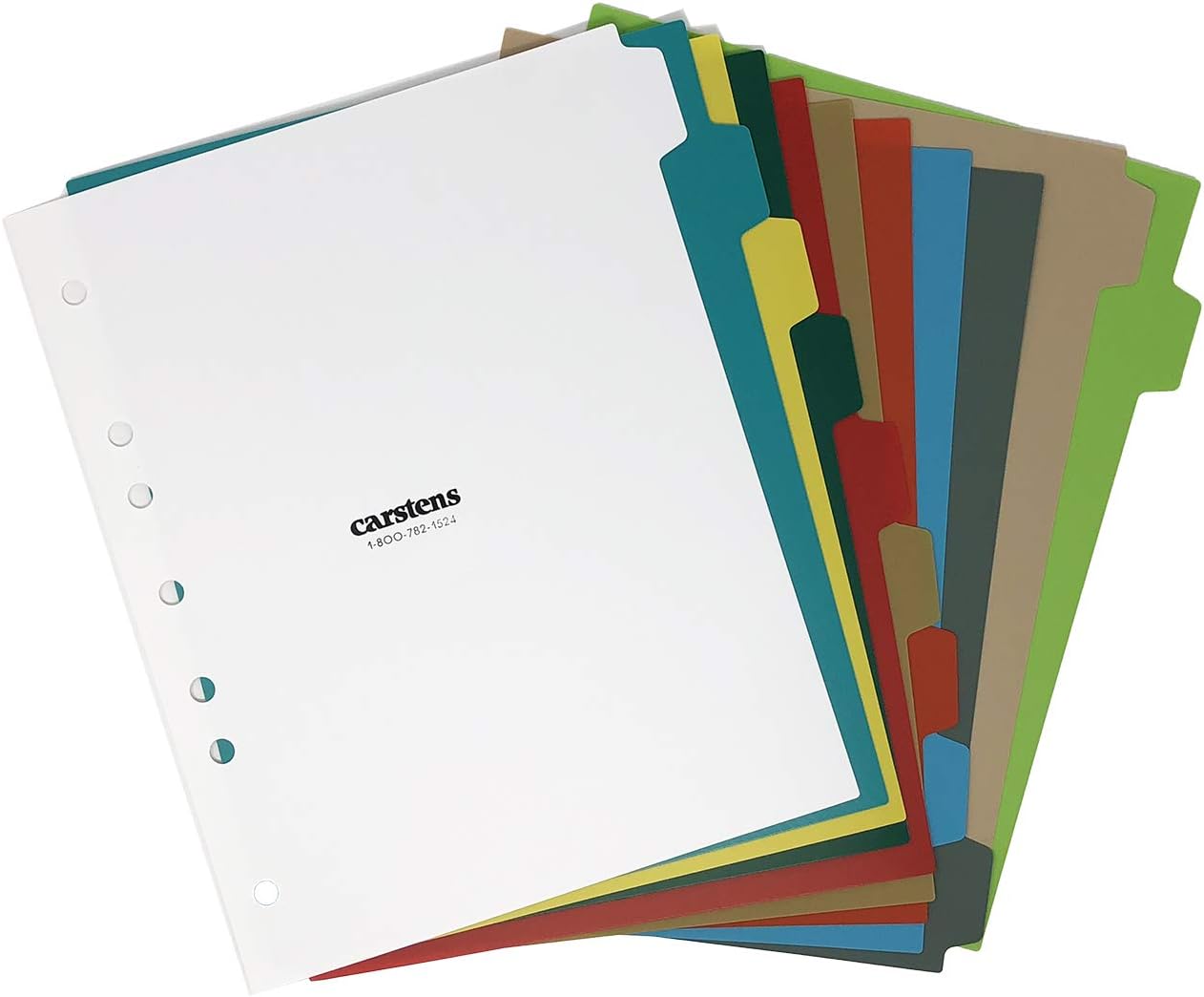Carstens Heavy Duty Plastic Dividers, 11-Tab, Multi-Color, Blank, for Side-Opening 3-Ring Binders