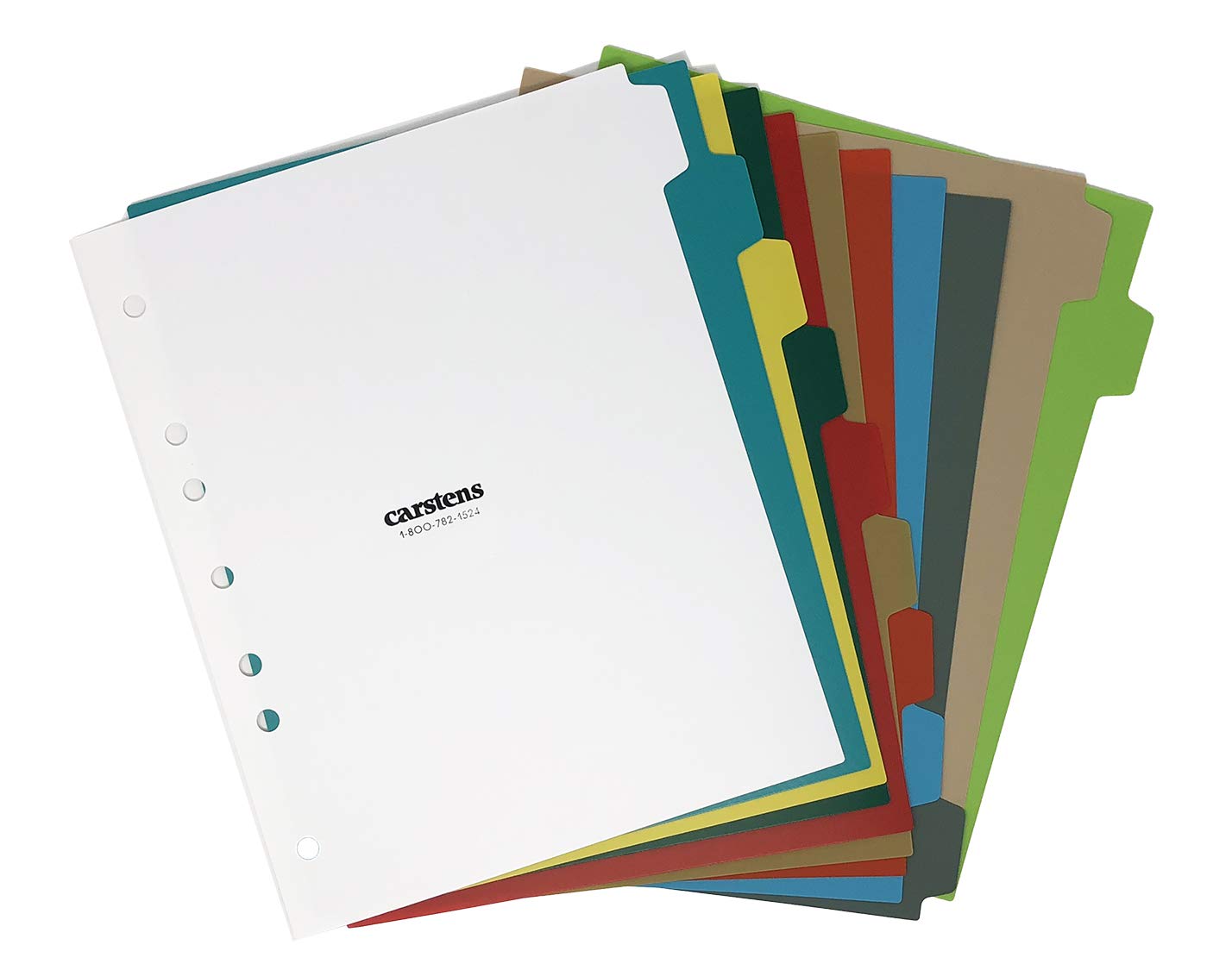 Carstens Heavy Duty Plastic Dividers, 11-Tab, Multi-Color, Blank, for Side-Opening 3-Ring Binders