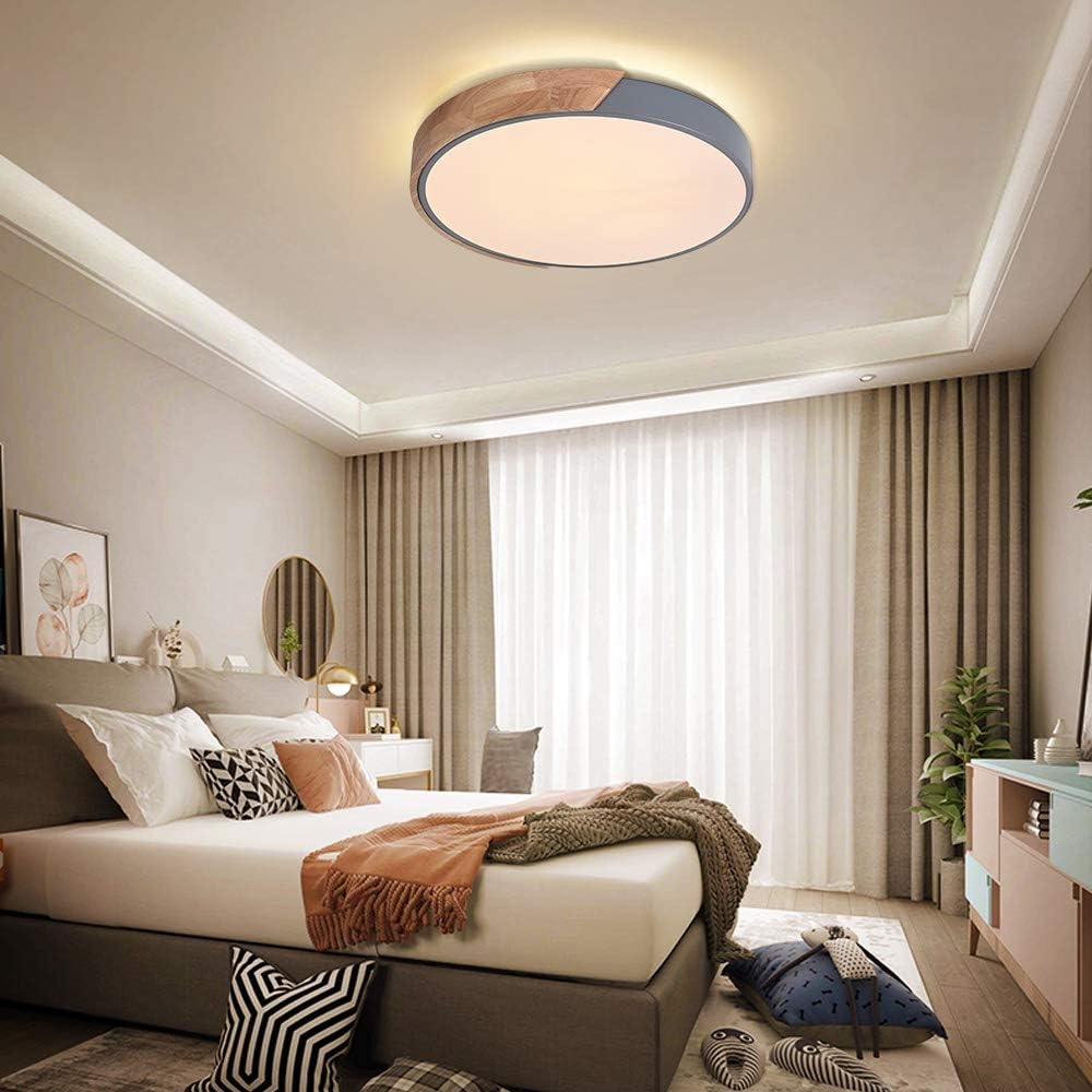 🛒 Crazy Deals EDISLIVE Ceiling Light Dimmable 11inch Modern Minimalist LED Round Shaped Wood & Metal & Acrylic Flush Mount Ceiling Light with Remote Control Gray Amazing 🔥 EDISLIVE Ceiling Light Dimmable 11inch Modern Minimalist LED Round Shaped Wood & Metal & Acrylic Flush Mount Ceiling Light with Remote Control Gray