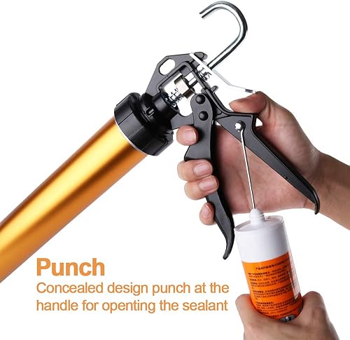 Vista 4 de Pistola de calafateo de salchicha selladora Aluminio-20.3 fl oz/20oz - Relación de empuje 12: 1 (oro)