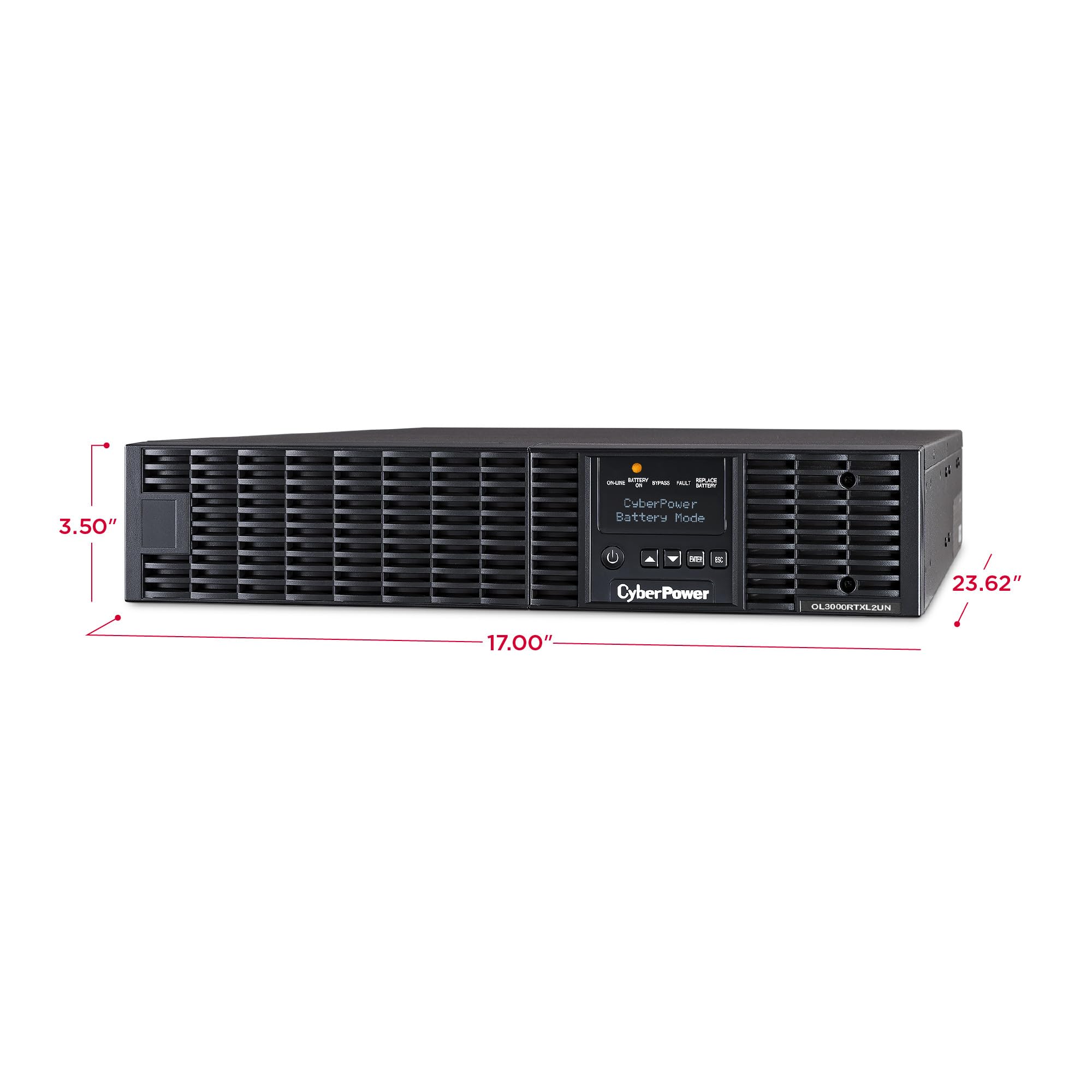OL3000RTXL2UN Smart App Online UPS batería de reserva y protector contra sobretensiones, 3000VA/2700W, 7 tomas, 2U rack/torre, preinstalado RMCARD205, opción EBM, certificado UL 9
