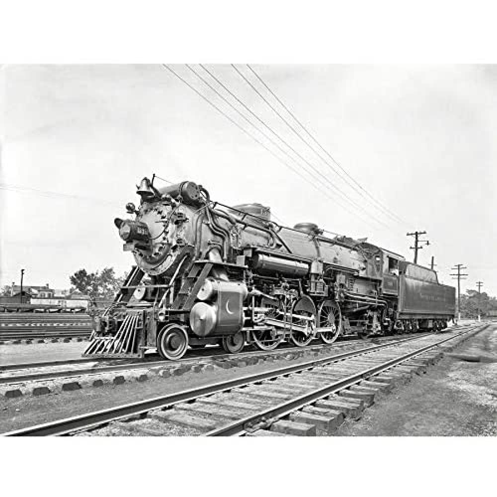 Wee Blue Coo Black White Train Rail Steam Engine Locomotive Large Art Print Poster Wall Decor 18x24 inch