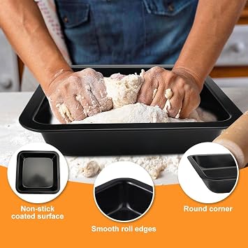 2 Pcs 8 Inch Square Cake Tin Set of 2,Small Stainless Steel Cake Mould