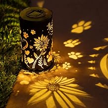 iHeartDogs Pet Memorial Gifts - Artisan Shadow Solar Lantern Sunflowers & Paws - This Pet Loss Gift Feeds 7 Shelter Pets in Honor of Your Departed Pet