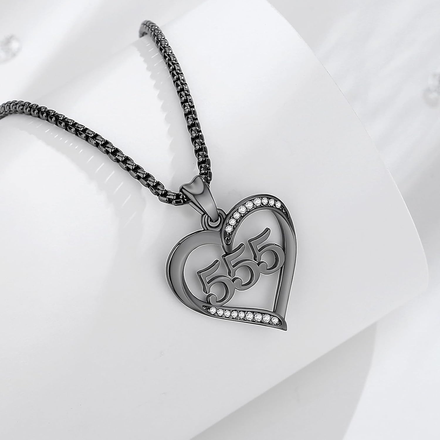 INFUSEU Sterling Silver Angel Numbers Heart Necklaces for Women Girls Numerology Jewelry, Your Lucky Number