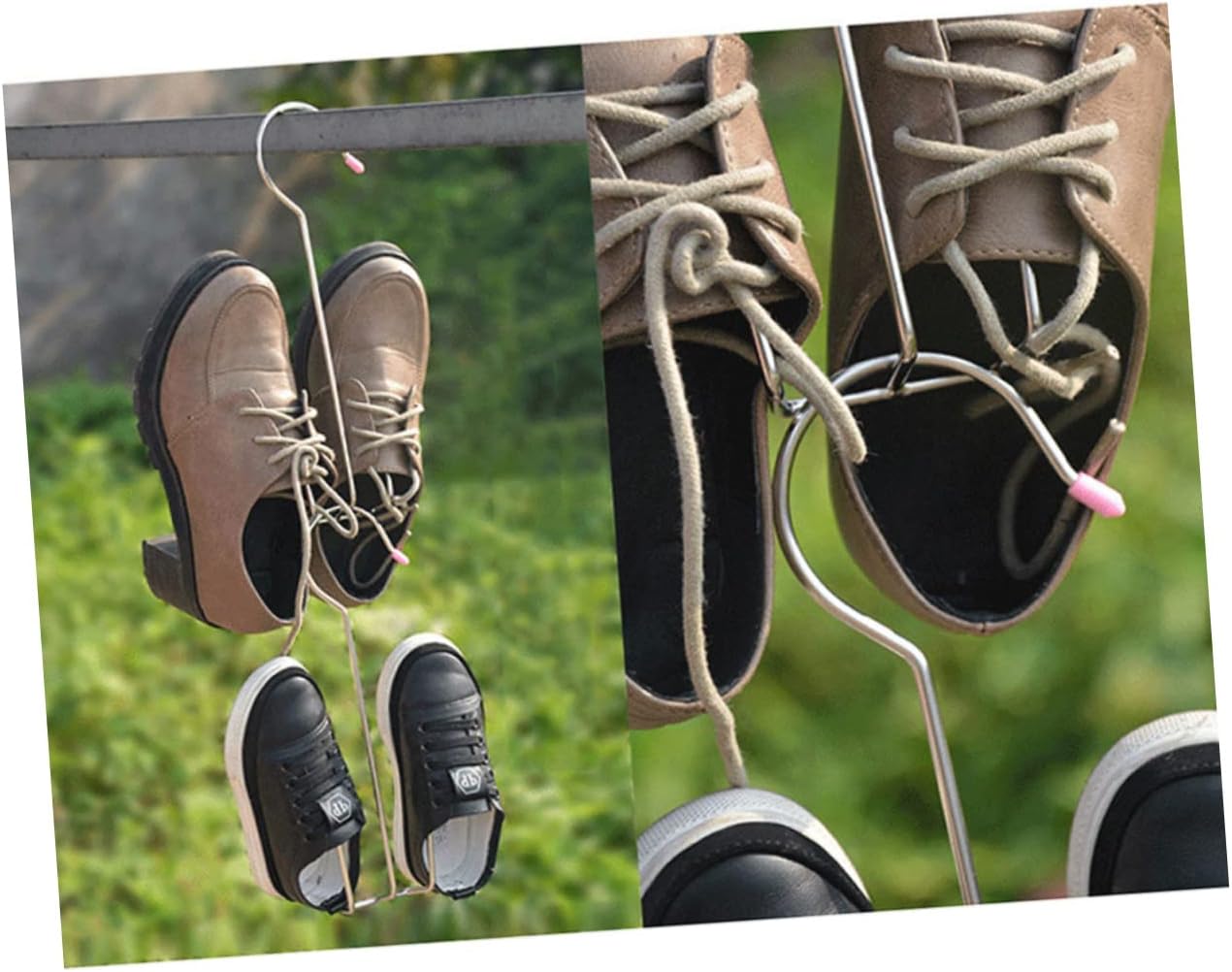 2pcs Stainless Steel Shoes Drying Rack Hanger Hook Boot Organizer for Easy Hanging Lightweight Design Keeps Footwear Shape Silver