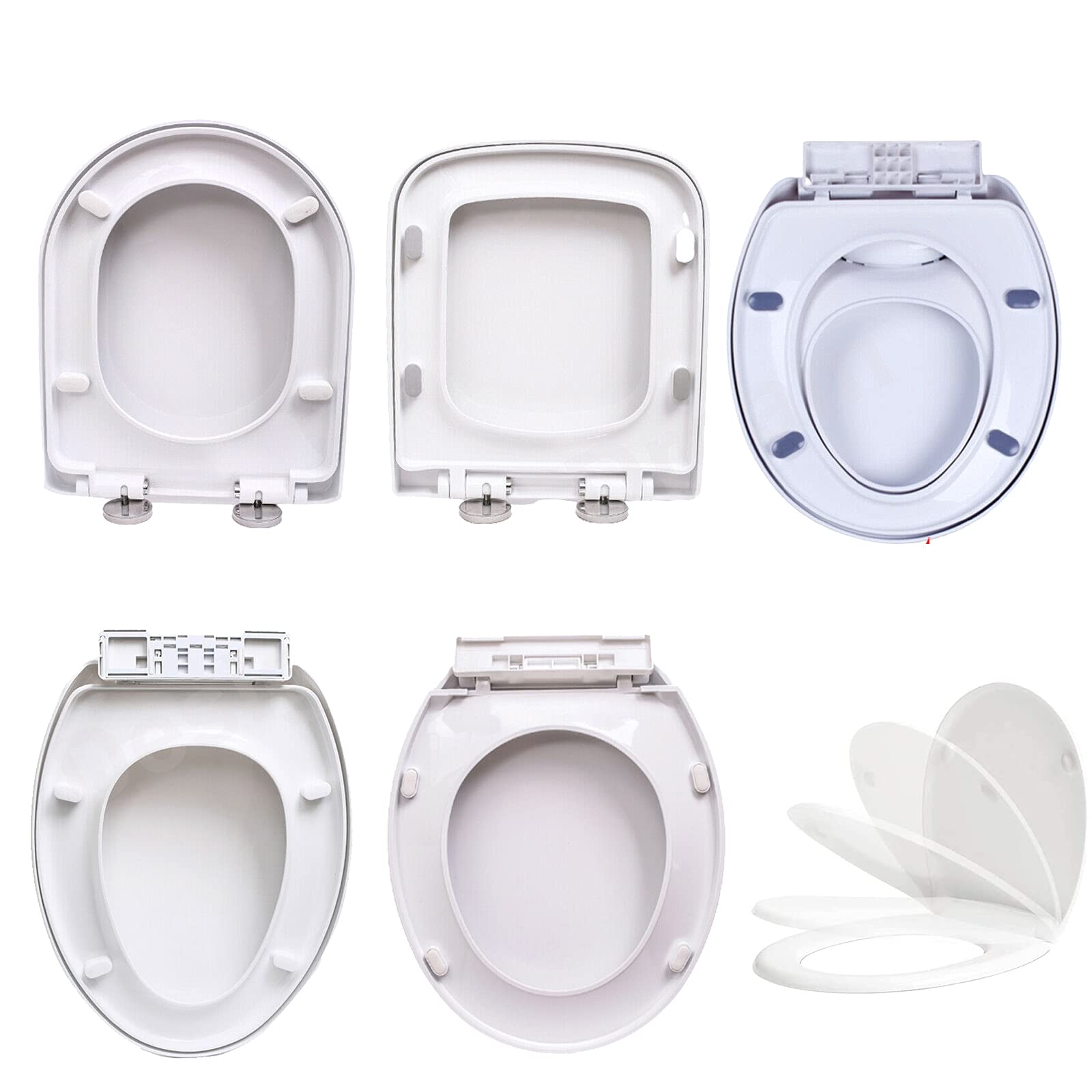 Toilet Soft Close, Square Shape seat, Quick Release Hinges, Anti-Bacterial WC Loo seat Made of Sturdy Polypropylene, Luxury Easy to Clean White