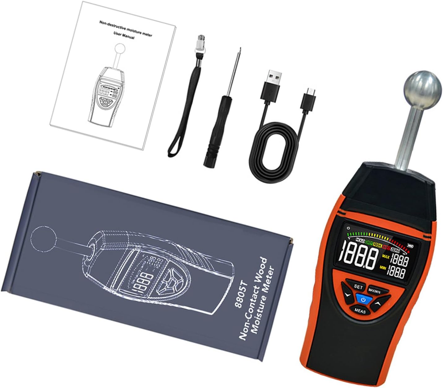 High Sensitivity Humidity Tester Accurate Content in Masonry Wood Renovations High Accuracy Digital Meter for Wood Brick and Wall with Fast Readout LCD Display Portable Design