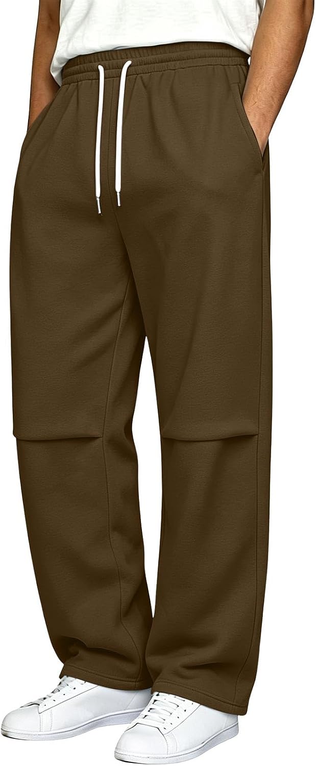 Men's Wide Leg Sweatpants Drawstring Pants with Pockets