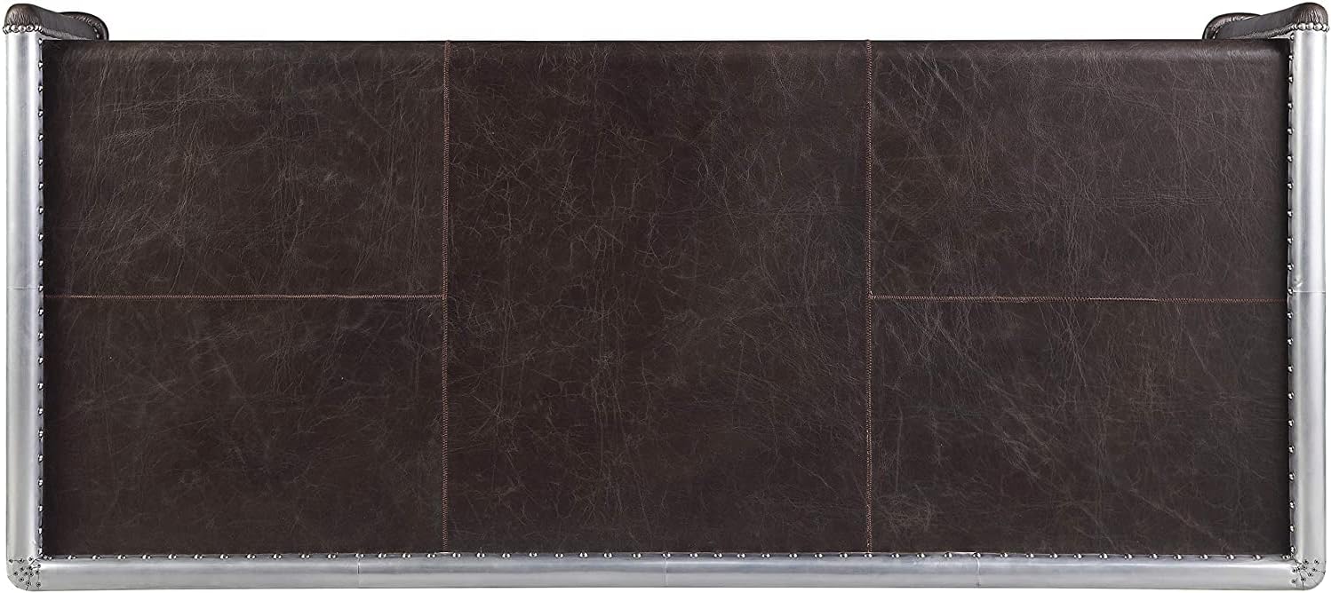 Nautical-Mart Aviator Furniture Brancaster Desk Office Home Decor (Distress Chocolate Top Grain Leather & Aluminum)