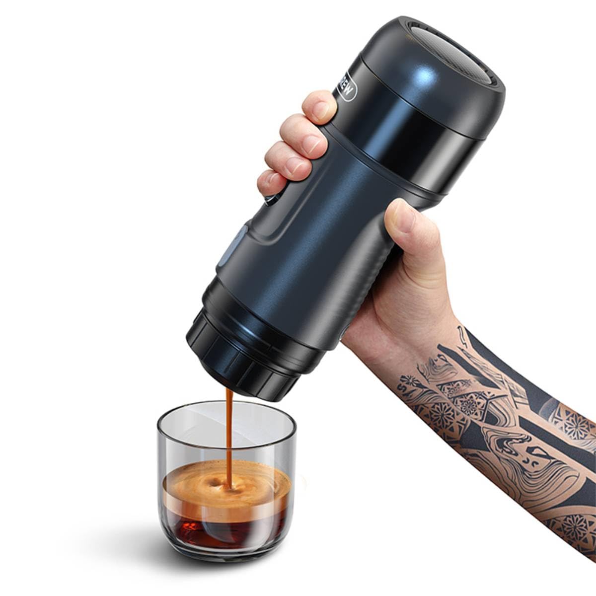 Homgoday portátil HiBREW H4A 80W, Espresso 3 en 1 con Adaptadores, y Café en Polvo 15 Bares, Funcionamiento USB 12V, Diseño Resistente, Incluye Accesorios