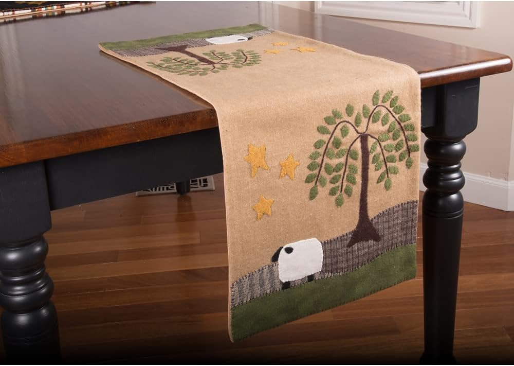 Sheep Willow Felt Table Runner 14"x36" by Raghu