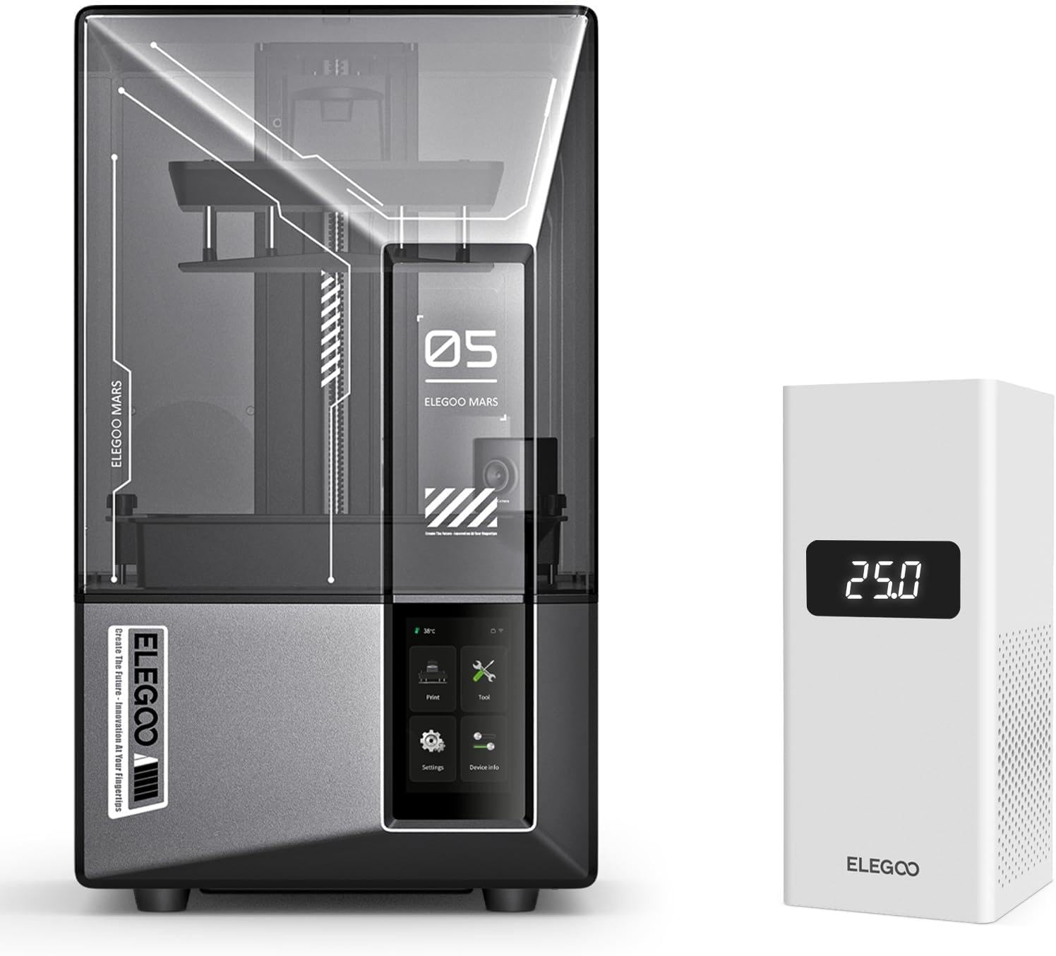 ELEGOO Mars 5 Ultra 9K MSLA Resin 3D Printer and ELEGOO Smart Mini Heater for Resin 3D Printer