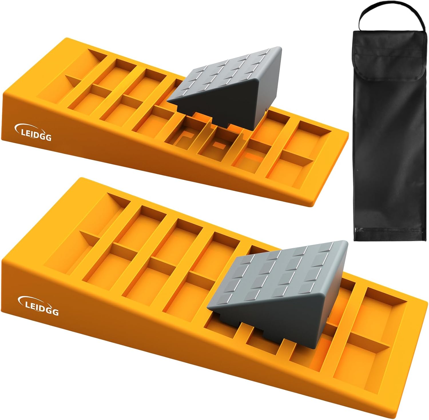 RV Leveling Blocks 2 Pack Heavy Duty Camper Leveler with Storage BagSupports Up to 10000 LBS Adjustable Up to 3IN Ideal for Travel Trailers, Campers, RVs, Motorhomes