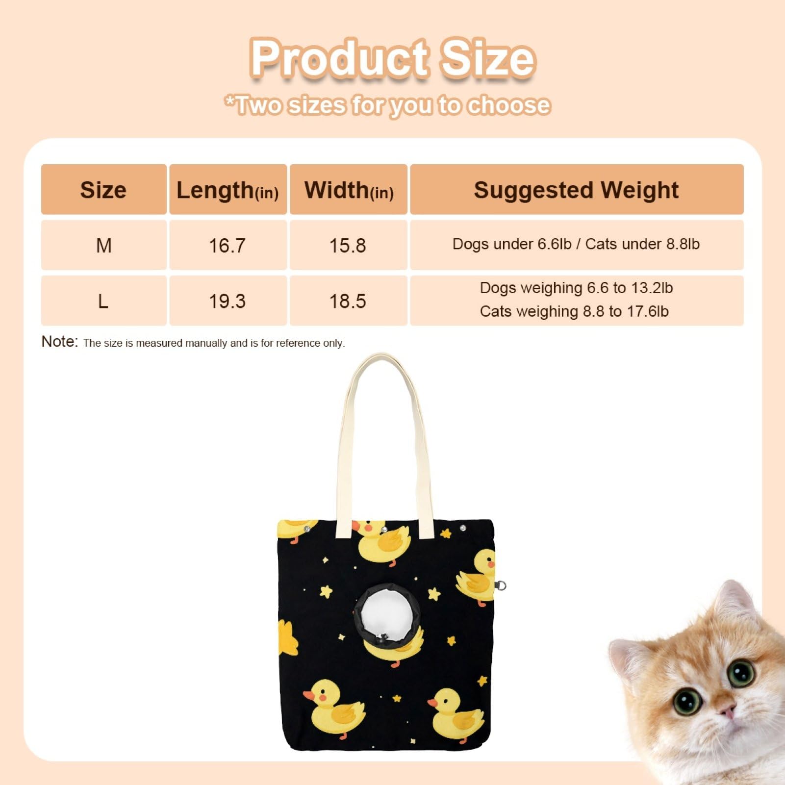 Pet Canvas Shoulder Bag Soft-Sided,Dog Purse Carrier for Small Dogs and Cats, Portable Pet Handbag with Adjustable Hole, Pet Washable Travel Tote Bag,Yellow Duck Stars 19.3''x16.5''