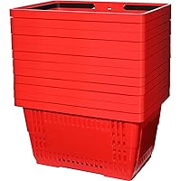 Vista 8 de 12 cestas de compras de 20 L de plástico con asas de 16.9 x 11.8 x 9.1 pulgadas para suministros de comestibles de mercado, almacenamiento de Rojo