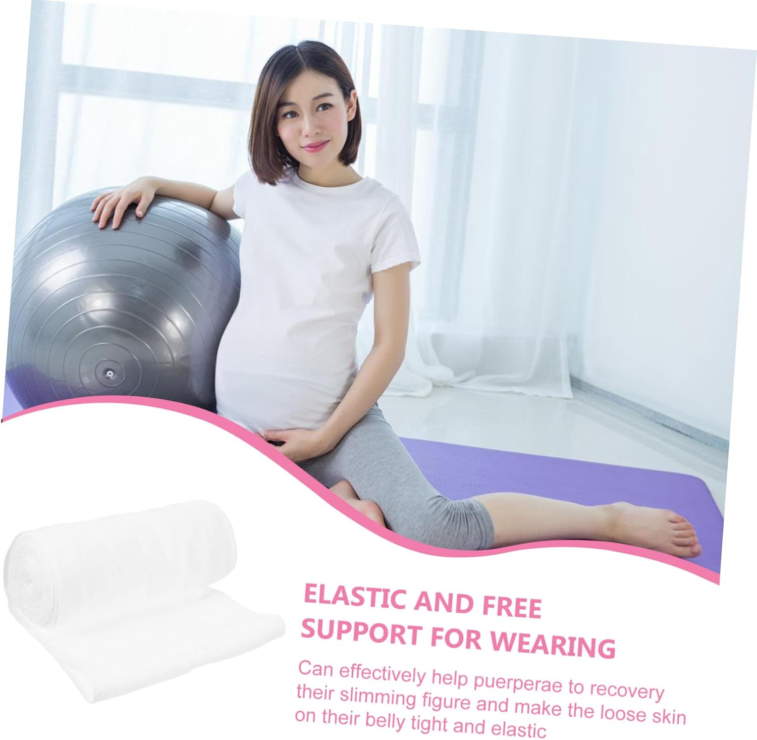 2rolls Belly Band of Comfortable Cotton Gauze Slimming Support for Moms Full Coverage Design White