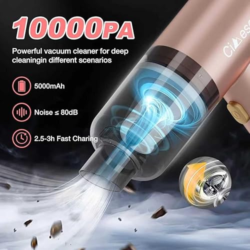 Miniatura 2 de Aspiradora portátil 4 en 1, 10000 Pa, mini aspiradora de mano inalámbrica recargable, 120 W, aspiradora de alta potencia y plumero de aire,