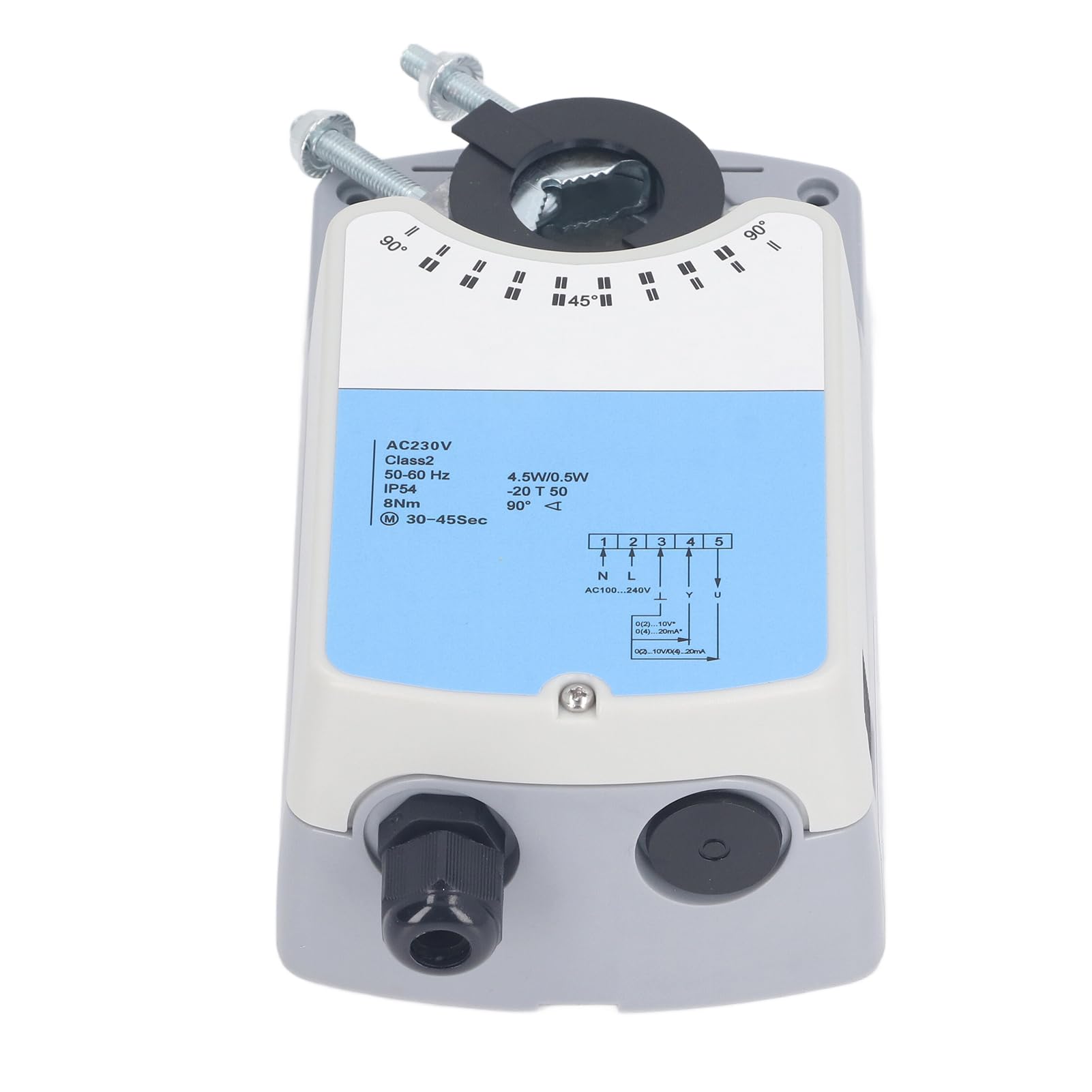 Elektryczny Siłownik Zaworu Powietrza, Elektryczny Siłownik Zaworu Odpowietrzającego ze Stopu Aluminium AC230V, Moment Obrotowy 8 Nm, Regulowany Kąt 90 Stopni od 30 do 45 S dla Automatyki