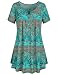 Plus Size Tunic Tops, SeSe Code Women's Crewneck Button-up Ruched Short Sleeve Loose Fitting Tunic Shirt XX Large Green