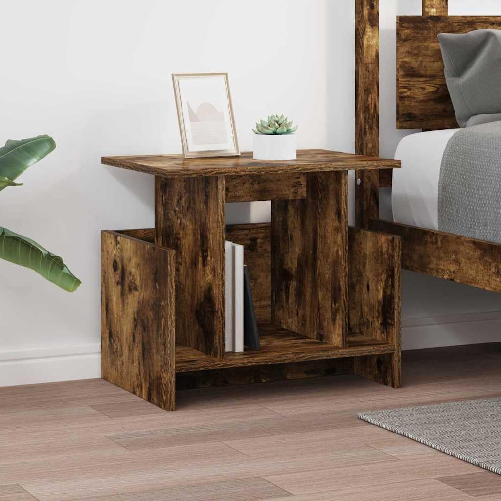 Set da 2 Supporti TV Moderni in Legno Ingegnerizzato Rovere Fumé | Consolle rettangolari salvaspazio per salotto, ideali per organizzare lettori e accessori media ordinatamente.