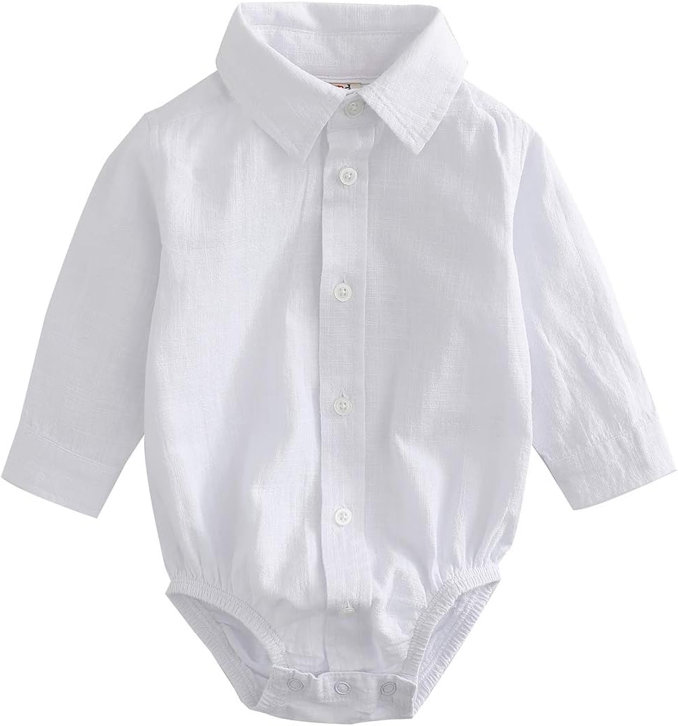 MOMOLAND Infant Baby Boys Woven Button Up Bodysuit Shirt