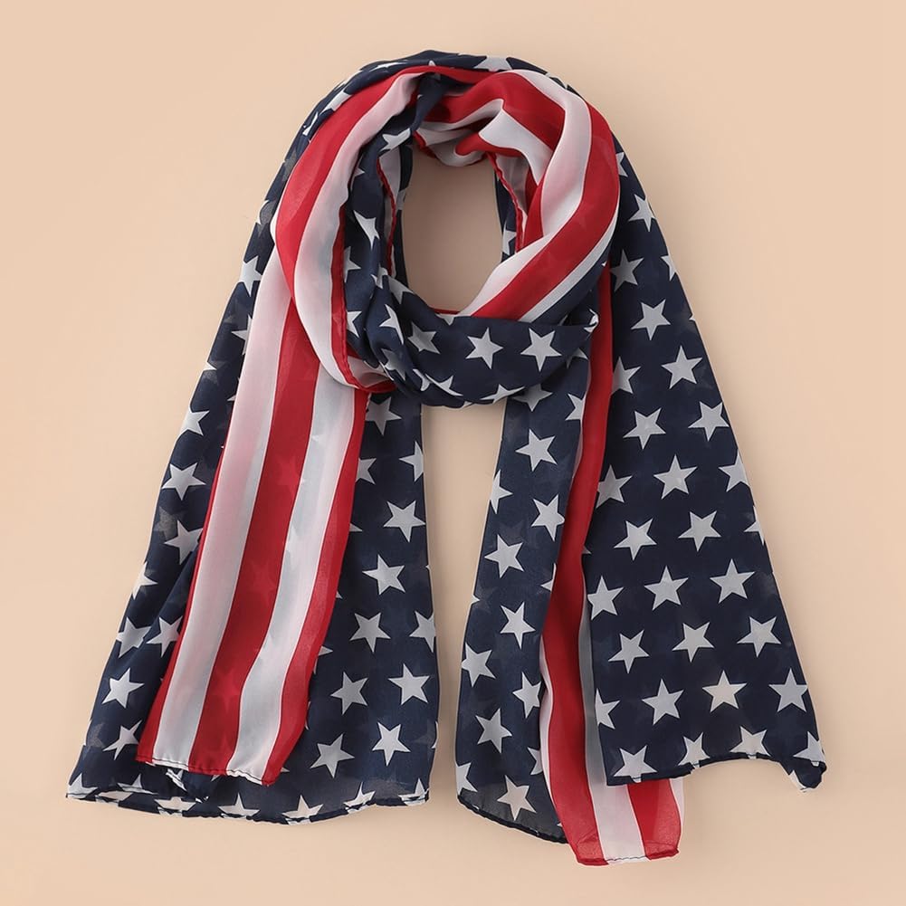 Scarf USA Flag Chiffon Scarf USA Flag Vintage Lightweight Scarf Soft Scarf Women Neck Scarf with Flags Silk Scarf Tapestry image 4