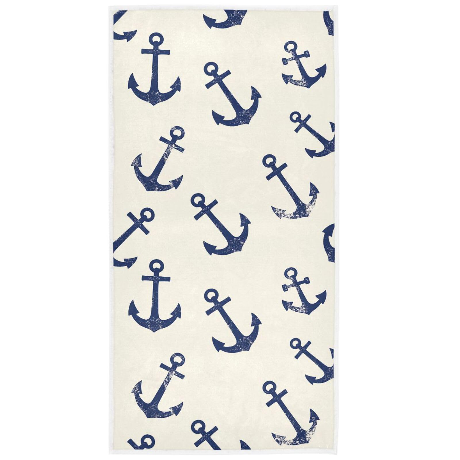 Pfrewn Nautical Retro Anchors Hand Towels 16x30 in Navy Anchor Bathroom Towel Soft Absorbent Ocean Sea Underwater Summer Small Bath Towel Kitchen Dish