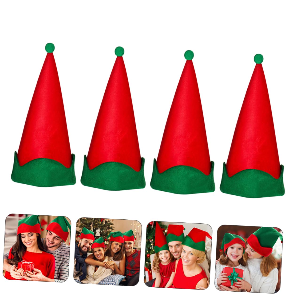 PRETYZOOM 12 Pz Cappello a Punta Elfico Cappello Cosplay Elfo Bomboniere in Costume Da Festa Rosso Da Elfo Di Babbo Natale Cappelli Rossi Da Di Babbo Natale Raso