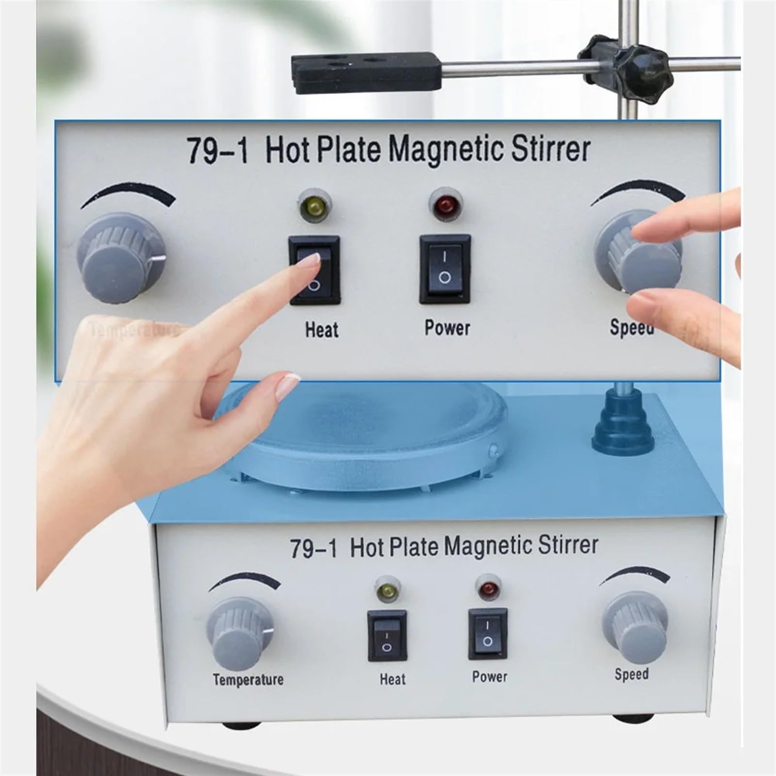 Genérico Agitador magnético, agitador magnético con calefacción 79-1, Mezclador de Laboratorio de Doble Control para Placa agitadora y 1000 ml, para Laboratorio.